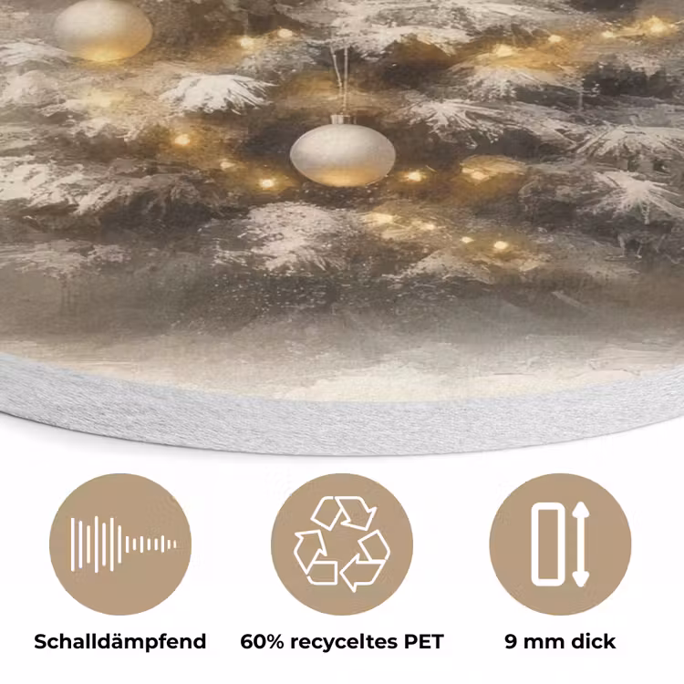 Kerst - kerstboom - Sneeuw - Art Akoestische PET Vilt - Rond klein -closeup_DE