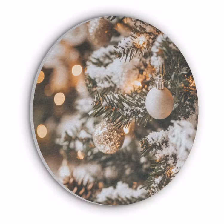 Kerst - Kerstboom - Winter - Binnen - Sneeuw Akoestische PET Vilt - Rond klein -3d