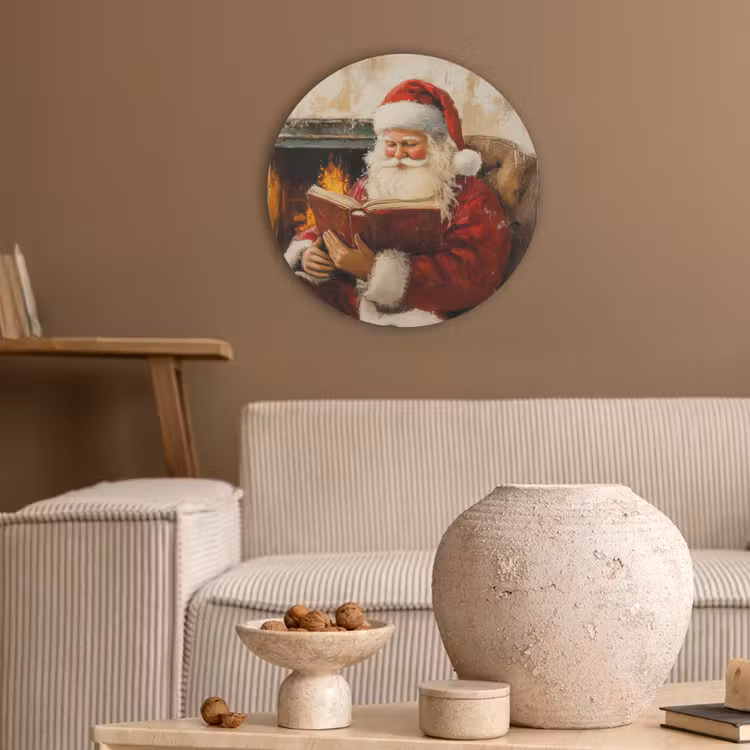 Kerst - Kerstman - Winter - Open Haard Akoestische PET Vilt - Rond klein -sfeer1