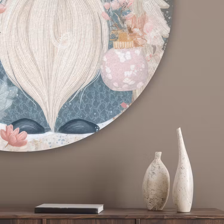Kerst - Gnomen - Pastel Akoestische PET Vilt - Rond klein -sfeer5_closeup