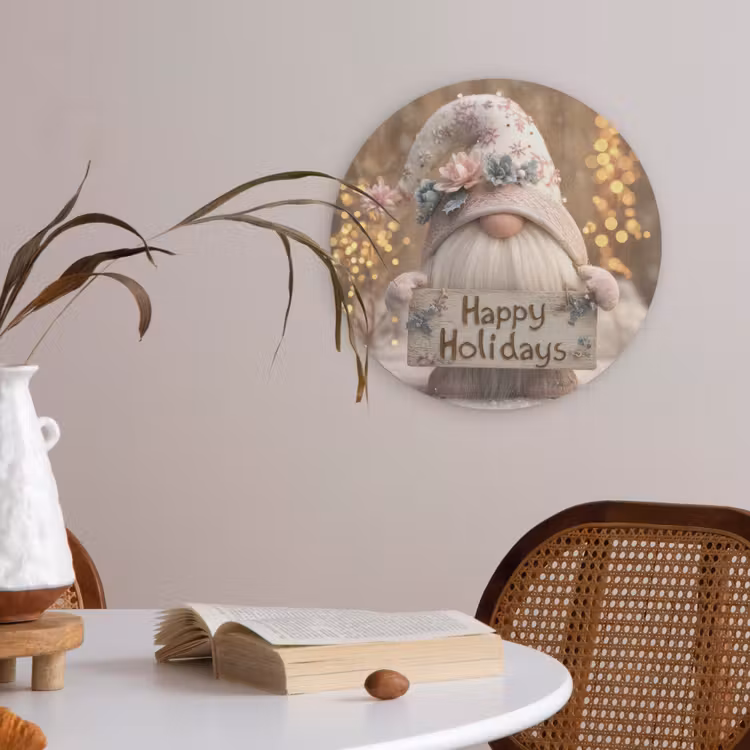 Kerst - Gnome - Bord - Kleurrijk Akoestische PET Vilt - Rond klein -sfeer3