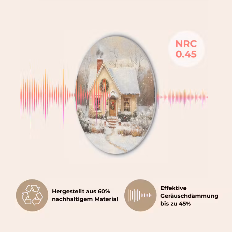 Kerst - Huis - Winter - Sneeuw Akoestische PET Vilt - Rond klein -USP_DE