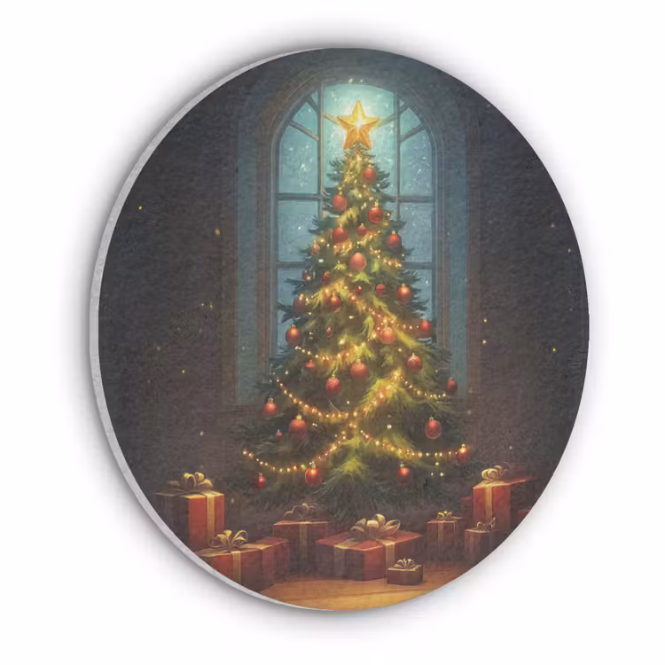 Kerstboom - Cadeau - Kerst - Winter Akoestische PET Vilt - Rond klein -3d