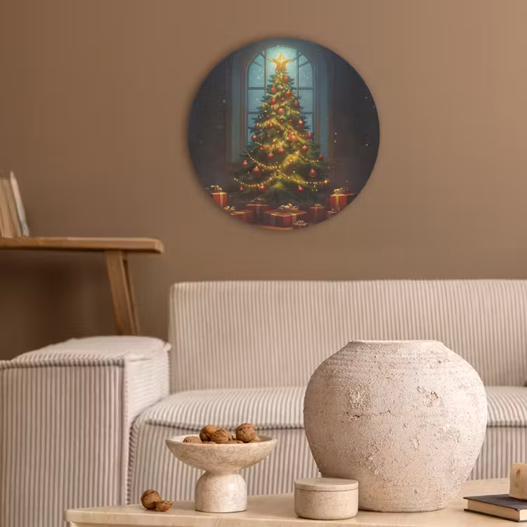 Kerstboom - Cadeau - Kerst - Winter Akoestische PET Vilt - Rond klein -sfeer1