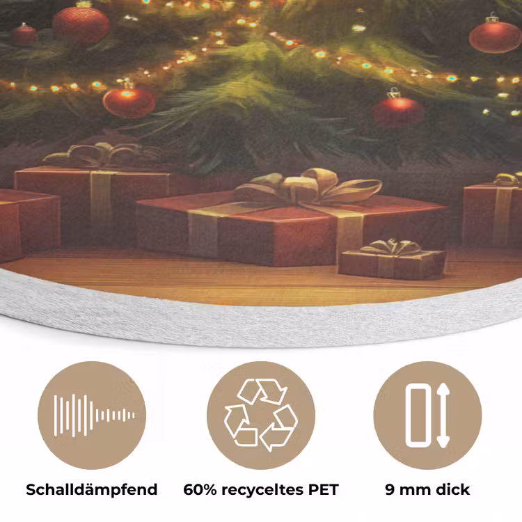 Kerstboom - Cadeau - Kerst - Winter Akoestische PET Vilt - Rond klein -closeup_DE