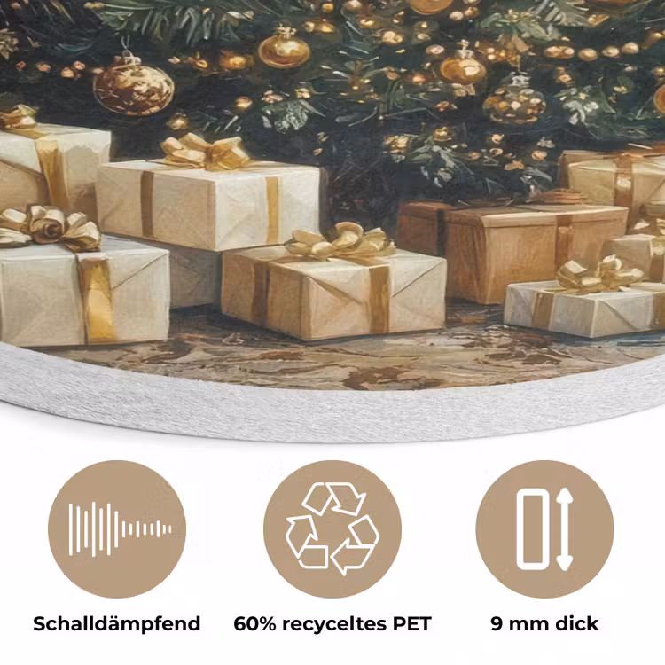 Kerstboom - Cadeaus - Goud Akoestische PET Vilt - Rond klein -closeup_DE