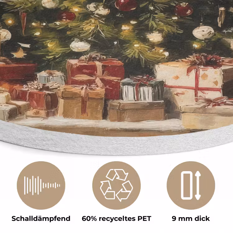 Kerstboom - Versierd - Kleurrijk Akoestische PET Vilt - Rond klein -closeup_DE
