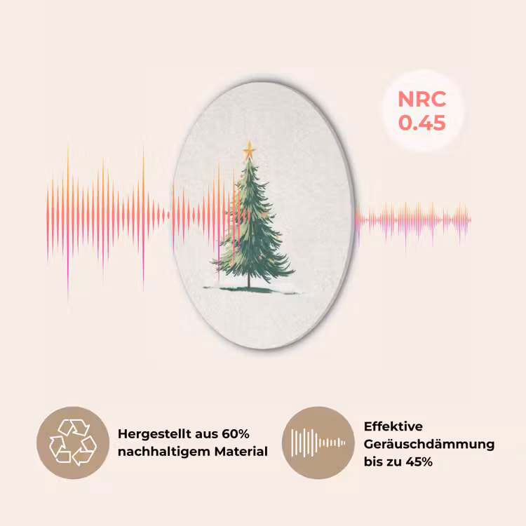 Kerstboom - Illustratie - Ster - Sneeuw Akoestische PET Vilt - Rond klein -USP_DE