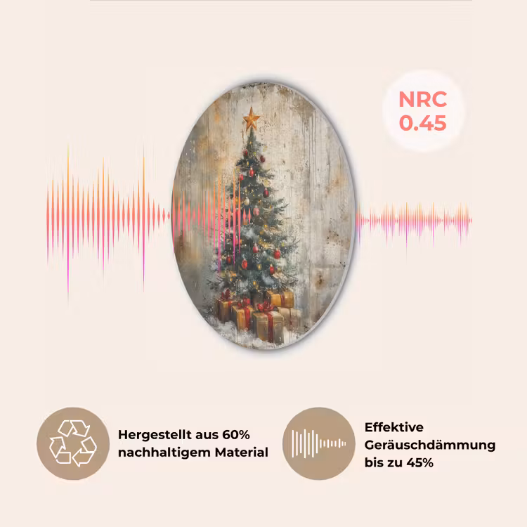Kerstboom - Vintage - Kerst - Cadeau Akoestische PET Vilt - Rond klein -USP_DE