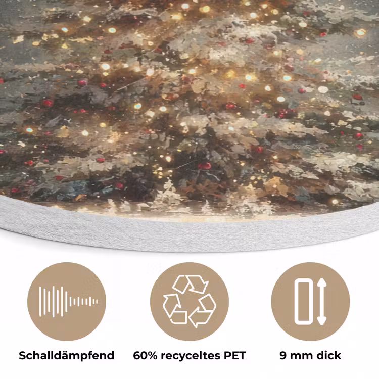 Kerstboom - Bos - Sneeuw - meerkleurig Akoestische PET Vilt - Rond klein -closeup_DE