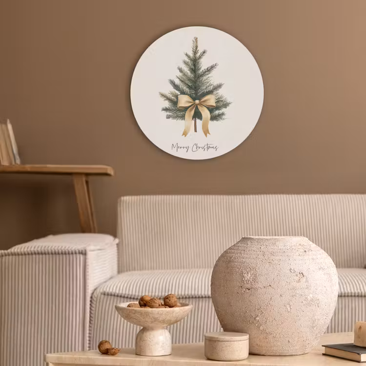 Kerstboom - Kerst - Merry Christmas - Beige Akoestische PET Vilt - Rond klein -sfeer1