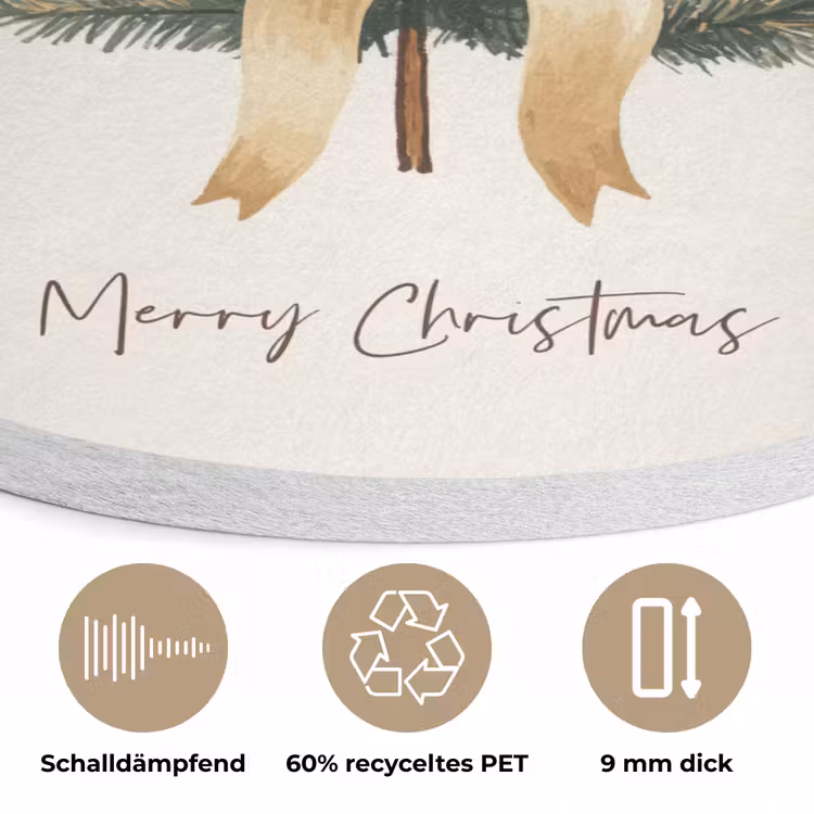 Kerstboom - Kerst - Merry Christmas - Beige Akoestische PET Vilt - Rond klein -closeup_DE