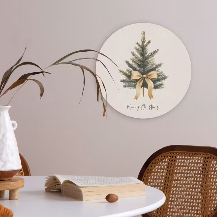 Kerstboom - Kerst - Merry Christmas - Beige Akoestische PET Vilt - Rond klein -sfeer3