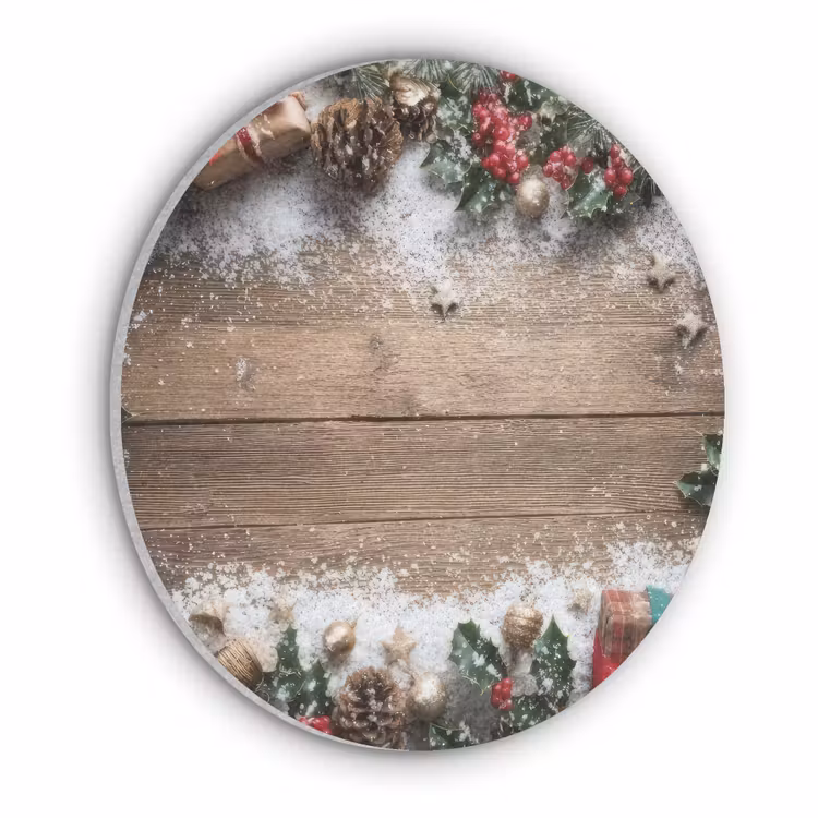 Kerstdecoratie - Geschenken - Hout - Veelkleurig Akoestische PET Vilt - Rond klein -3d