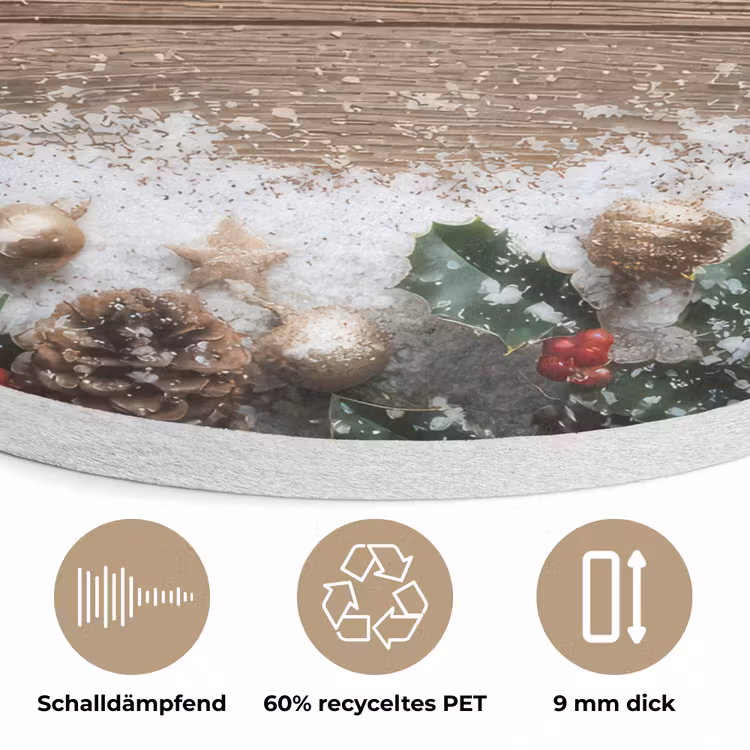 Kerstdecoratie - Geschenken - Hout - Veelkleurig Akoestische PET Vilt - Rond klein -closeup_DE