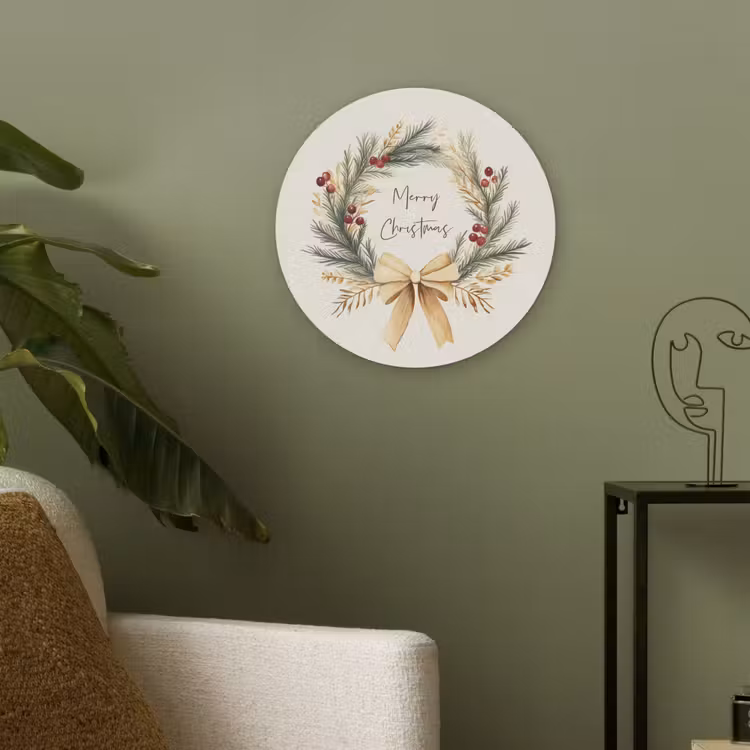 Kerstkrans - Kerst - Goud - Beige Akoestische PET Vilt - Rond klein -sfeer2
