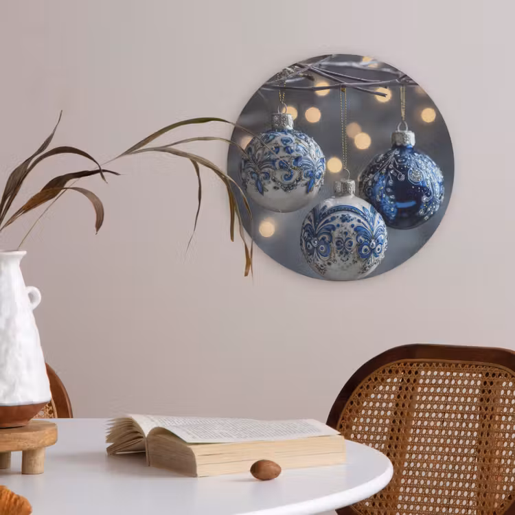 Kerstbal - Versierd - Blauw Akoestische PET Vilt - Rond klein -sfeer3