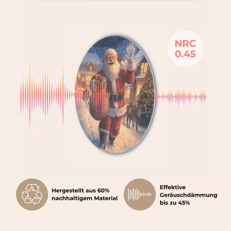 Kerstman - Dorp - Hert - Donker Akoestische PET Vilt - Rond klein -USP_DE