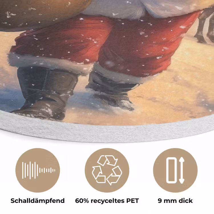 Kerstman - Dorp - Hert - Donker Akoestische PET Vilt - Rond klein -closeup_DE