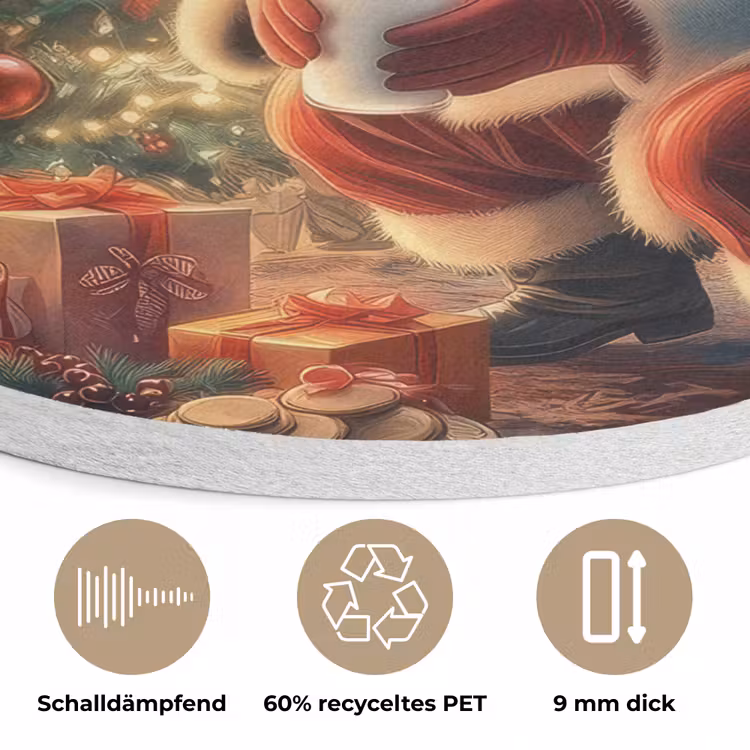Kerstman - Haard - Donker Akoestische PET Vilt - Rond klein -closeup_DE