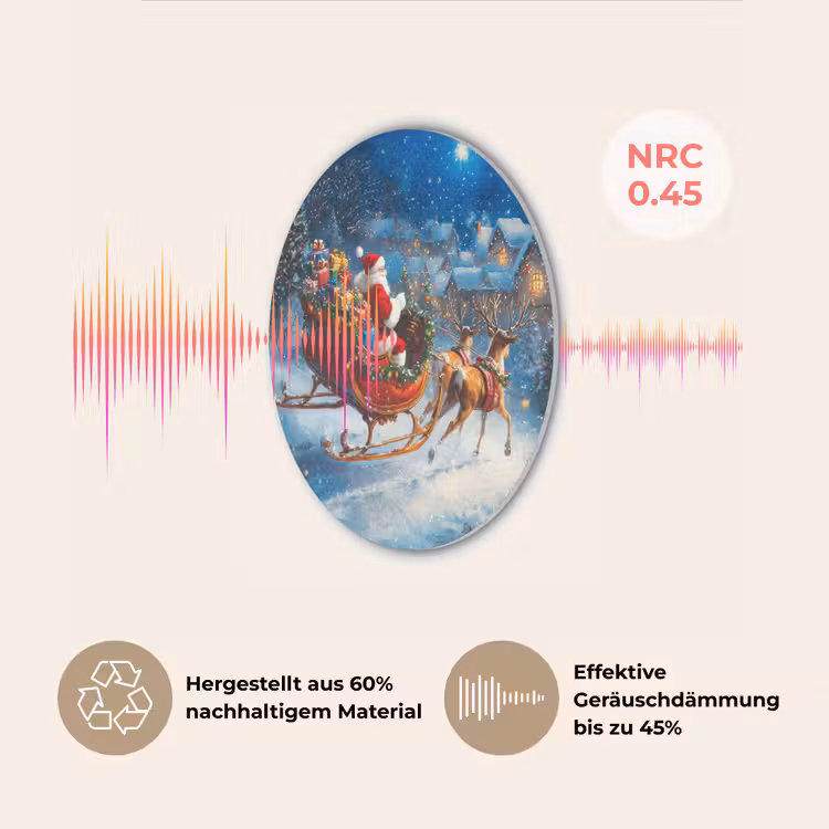Kerstman - Rendier - Kerst - Sneeuw Akoestische PET Vilt - Rond klein -USP_DE