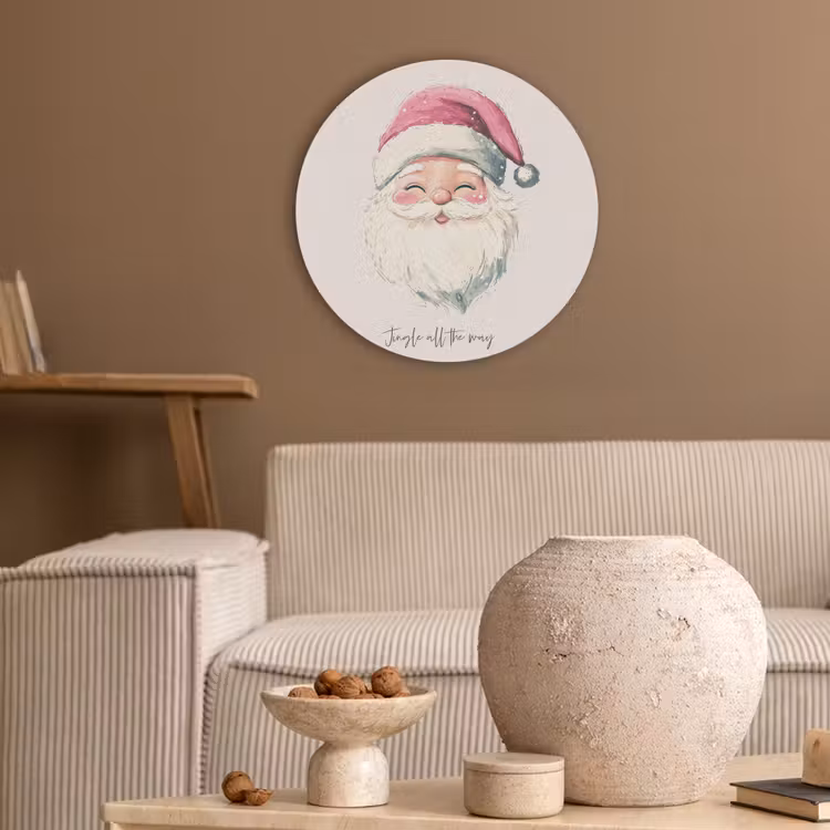 Kerstman - Kerst - Quote - Beige Akoestische PET Vilt - Rond klein -sfeer1