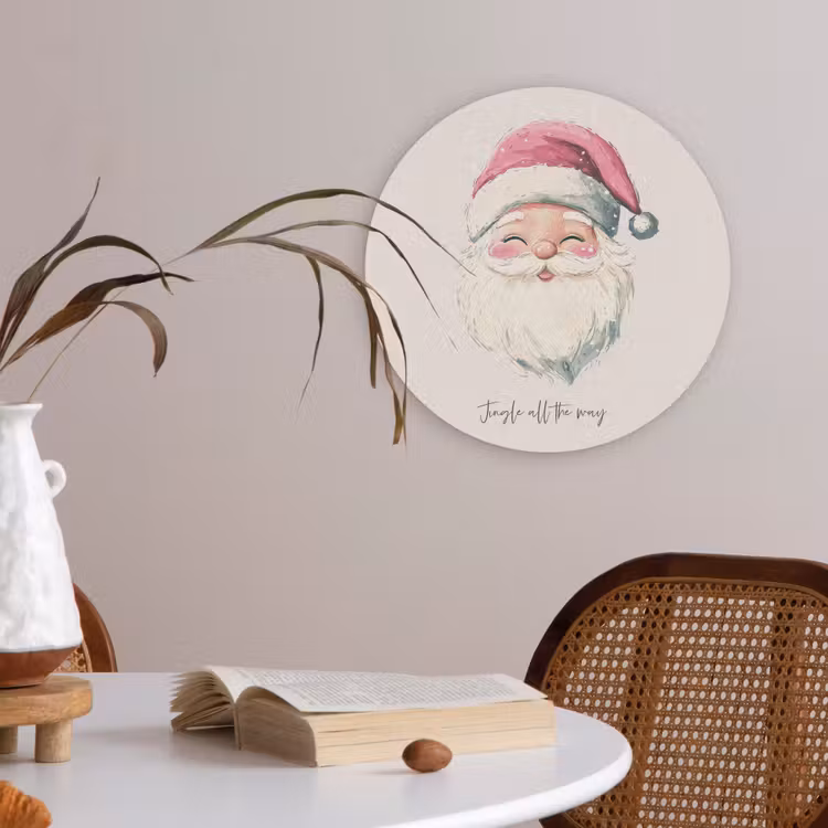 Kerstman - Kerst - Quote - Beige Akoestische PET Vilt - Rond klein -sfeer3