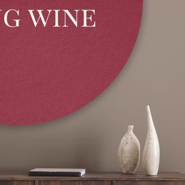 Santa - Wine - Rood - Kerst - Kerstman Akoestische PET Vilt - Rond klein -sfeer5_closeup