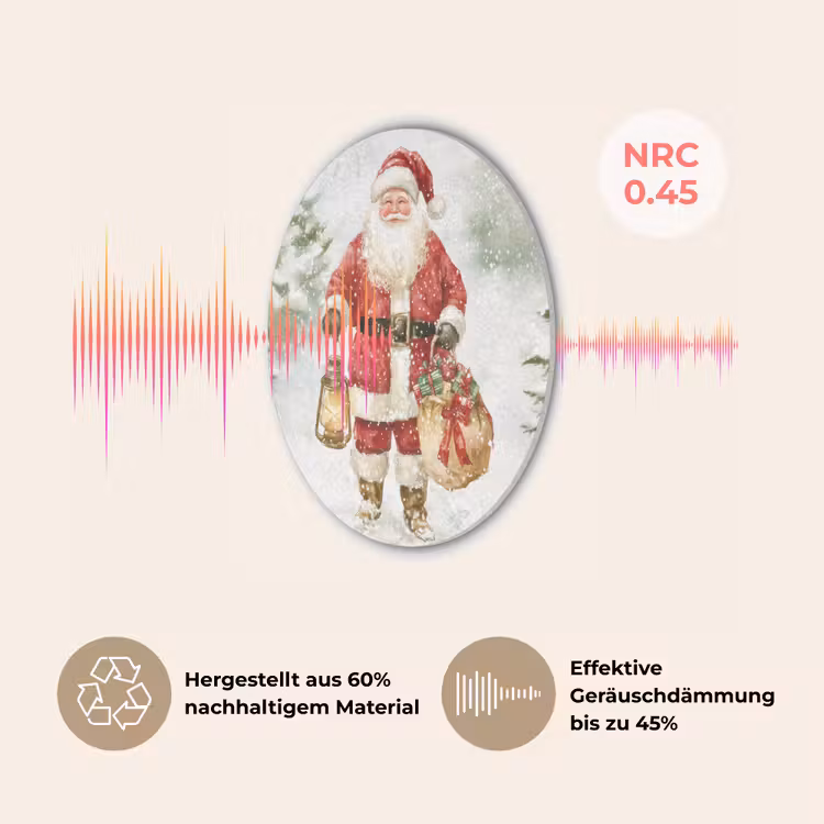 Kerstman- Winter - Sneeuw - Wit - Rood Akoestische PET Vilt - Rond klein -USP_DE