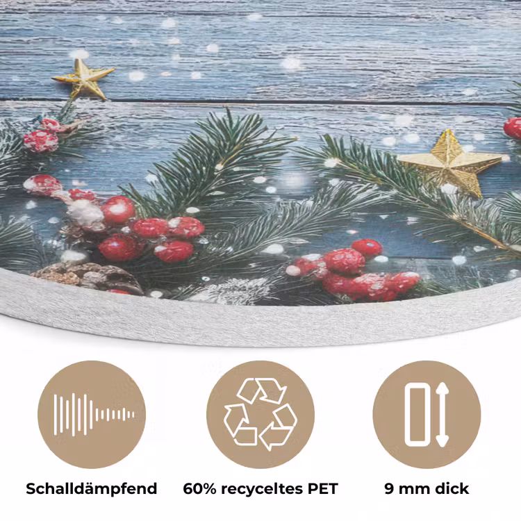 Kerstomlijsting - Sneeuw - Meerkleurig Akoestische PET Vilt - Rond klein -closeup_DE