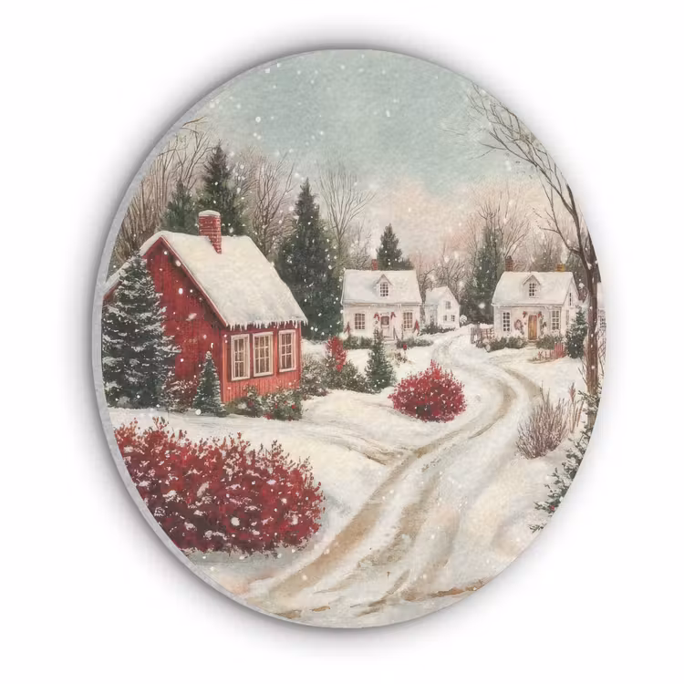 Kerstsfeer - Landelijk - Rood Akoestische PET Vilt - Rond klein -3d