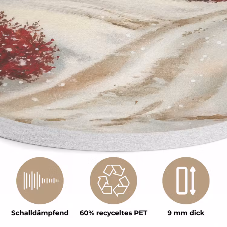 Kerstsfeer - Landelijk - Rood Akoestische PET Vilt - Rond klein -closeup_DE