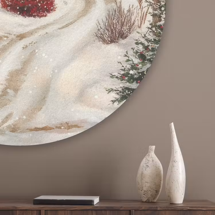 Kerstsfeer - Landelijk - Rood Akoestische PET Vilt - Rond klein -sfeer5_closeup