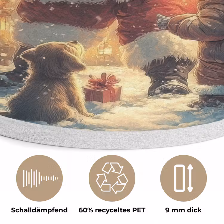 Kerstvreugde - Sneeuw - Kleurrijk Akoestische PET Vilt - Rond klein -closeup_DE