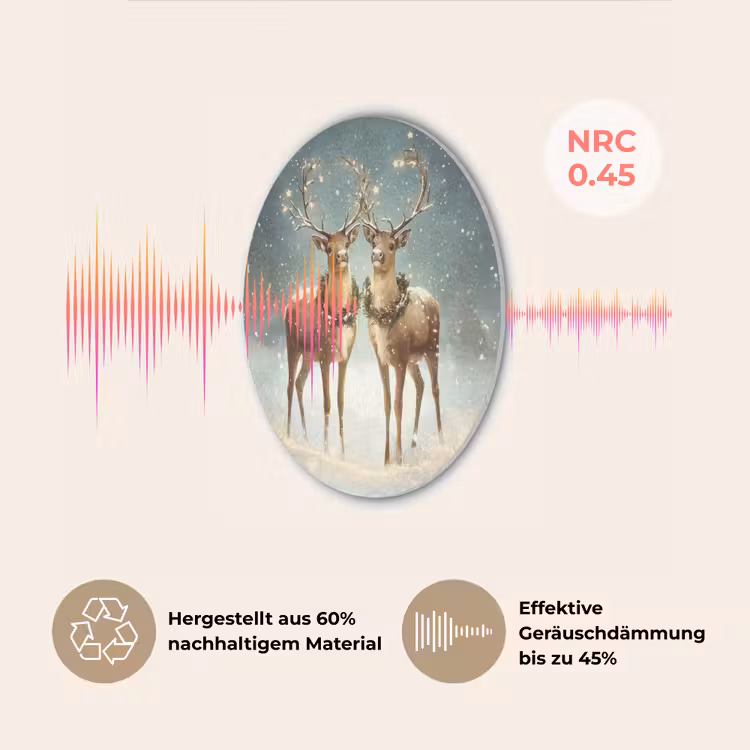 Kerstmagie - Winterwoud - Rendier Akoestische PET Vilt - Rond klein -USP_DE
