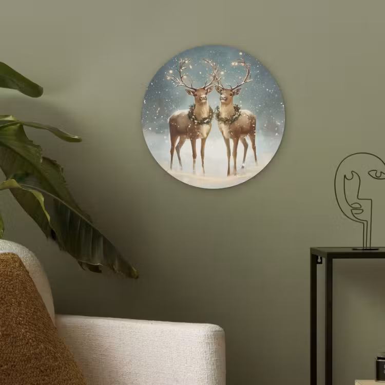 Kerstmagie - Winterwoud - Rendier Akoestische PET Vilt - Rond klein -sfeer2