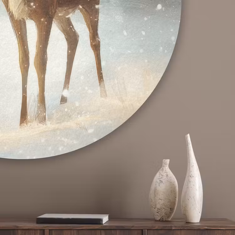 Kerstmagie - Winterwoud - Rendier Akoestische PET Vilt - Rond klein -sfeer5_closeup