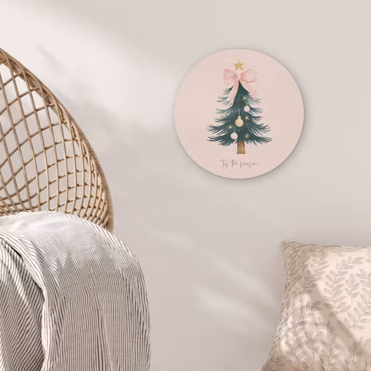 Christmas Season - Kerst - Kerstboom - Roze Akoestische PET Vilt - Rond klein -sfeer4