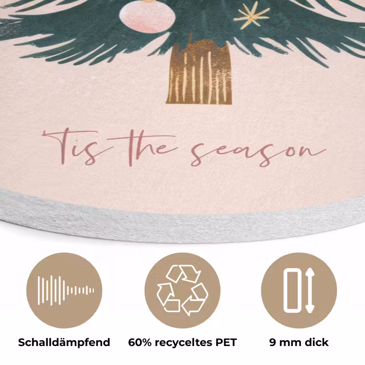 Christmas Season - Kerst - Kerstboom - Roze Akoestische PET Vilt - Rond klein -closeup_DE