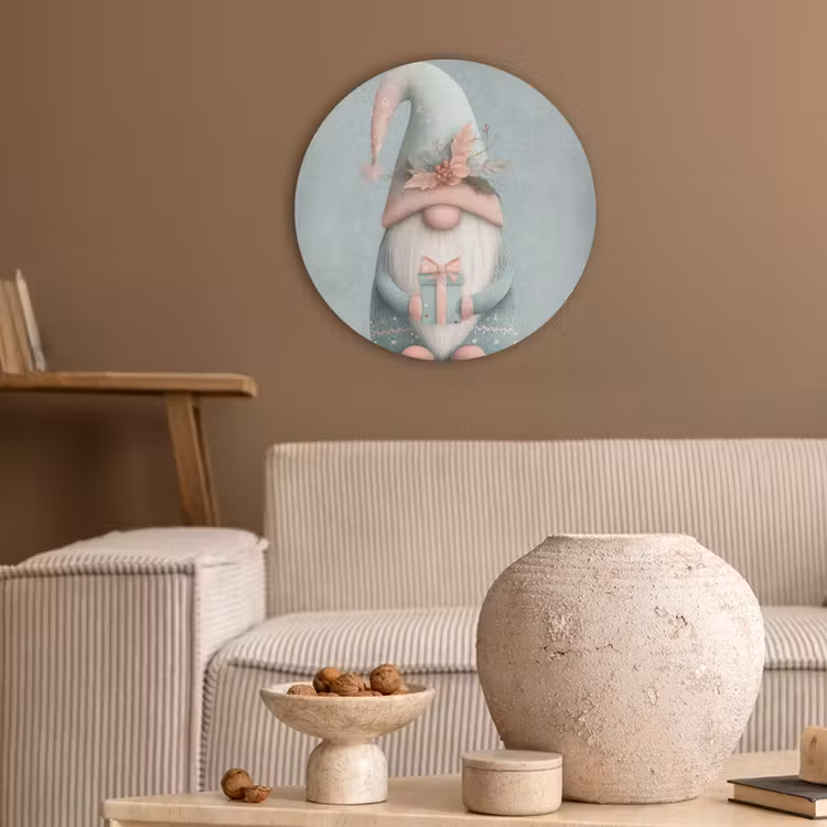Kerstgnome - Cadeau - Groen Akoestische PET Vilt - Rond klein -sfeer1