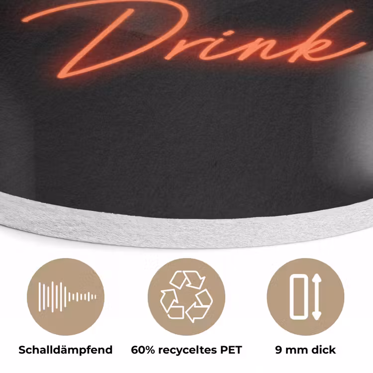 Wijn - Vrouw - Neon - Quote Akoestische PET Vilt - Rond klein -closeup_DE
