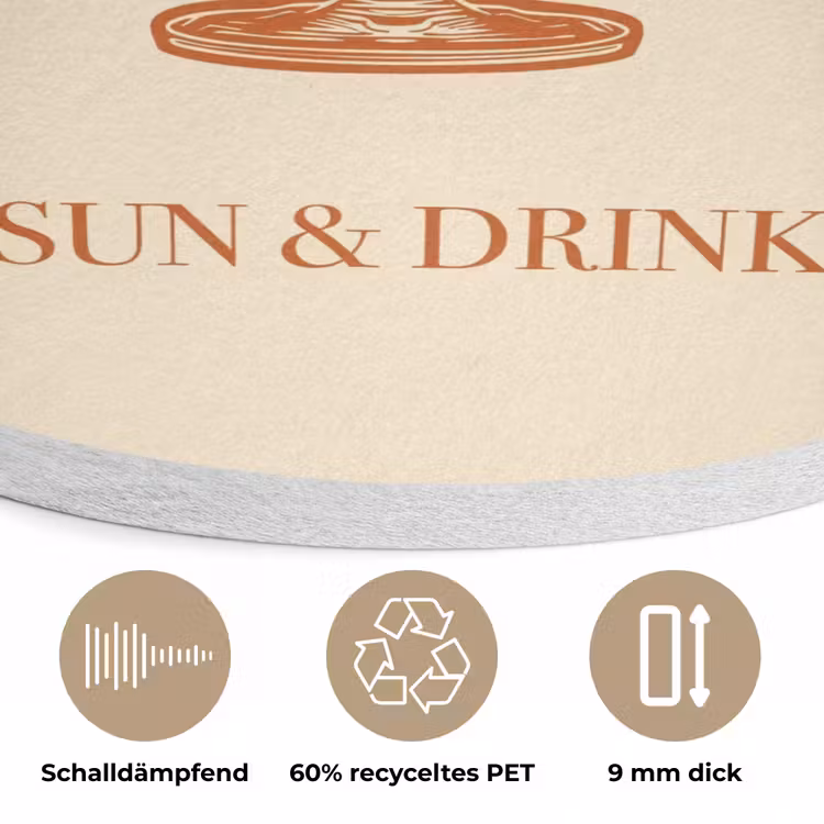 Wijn - Zomer - Quote - Oranje Akoestische PET Vilt - Rond klein -closeup_DE