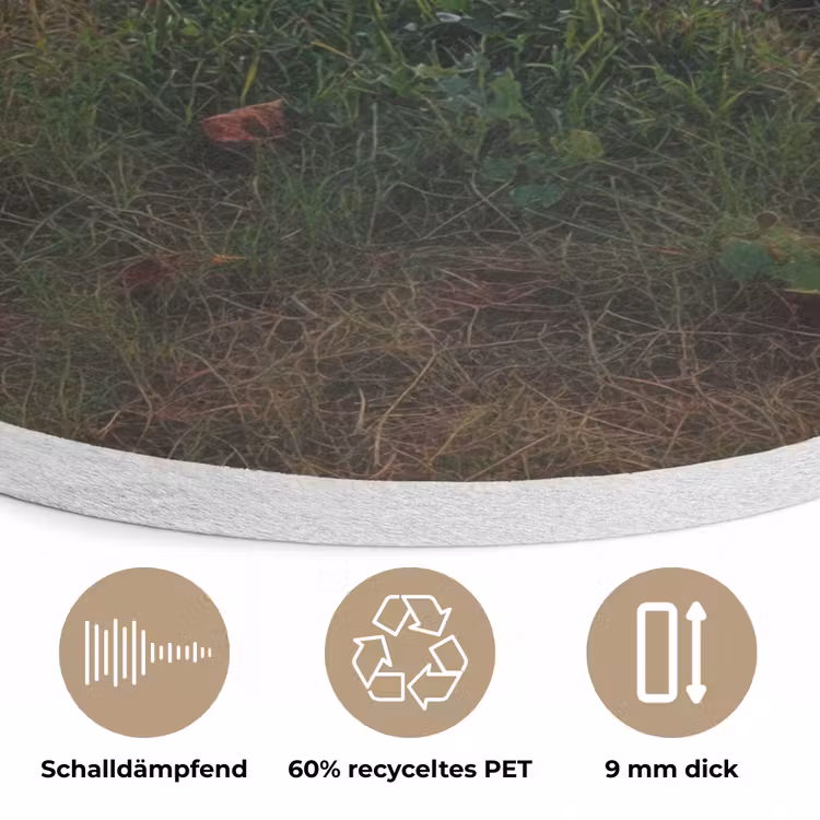Wijngaard - Druiven - Zonsondergang Akoestische PET Vilt - Rond klein -closeup_DE