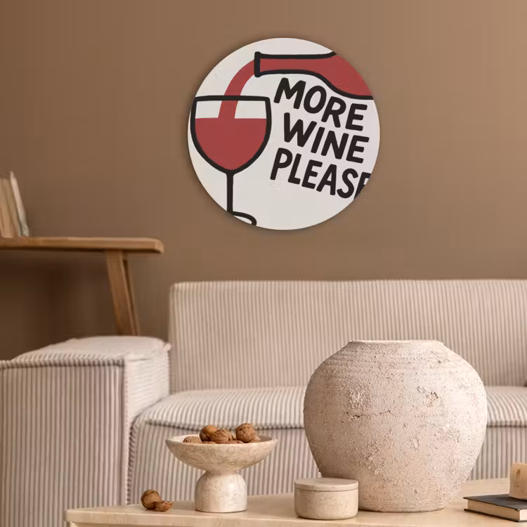 Wijnfles - Quote - Rood - Glas Akoestische PET Vilt - Rond klein -sfeer1
