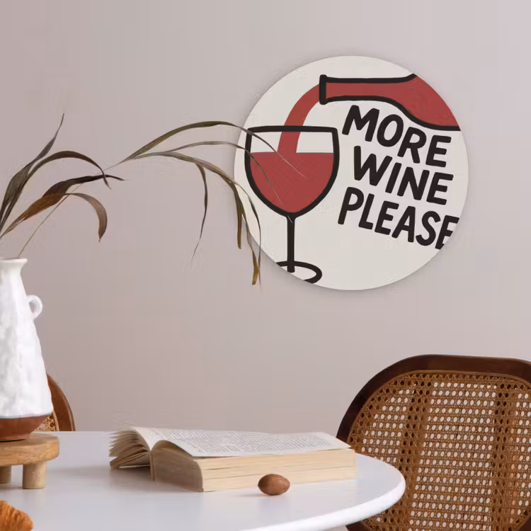 Wijnfles - Quote - Rood - Glas Akoestische PET Vilt - Rond klein -sfeer3