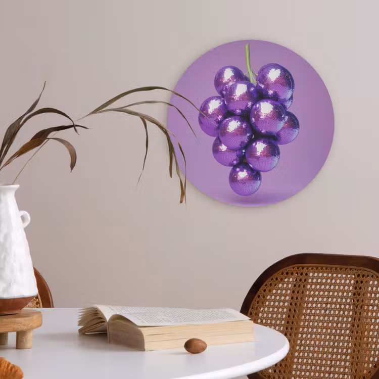 Druif - Disco - Glitter - Paars Akoestische PET Vilt - Rond klein -sfeer3
