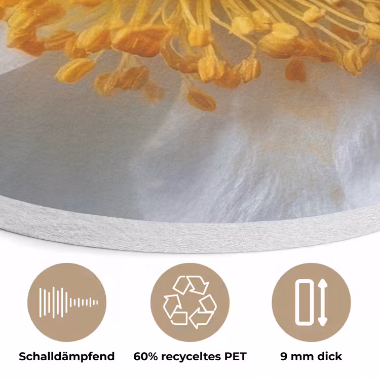 Wit - Bloem - Elegant Akoestische PET Vilt - Rond klein -closeup_DE