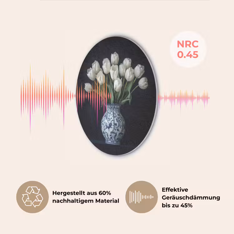 Wit - Bloemen - Tulpen - Vaas Akoestische PET Vilt - Rond klein -USP_DE