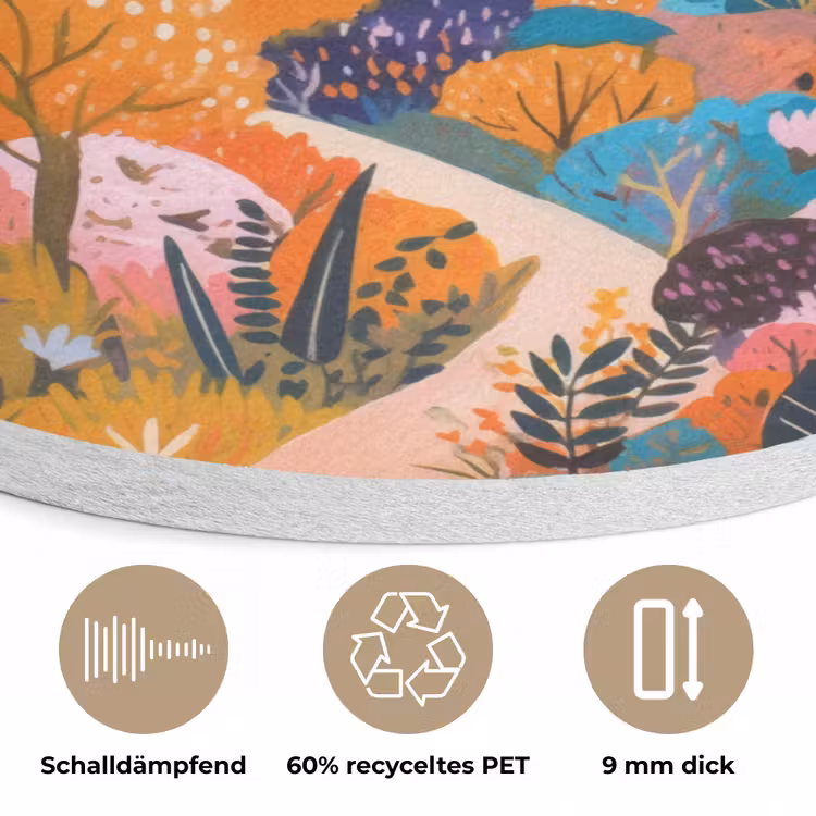 Witte bergtop - Modern - Kleurrijk Akoestische PET Vilt - Rond klein -closeup_DE
