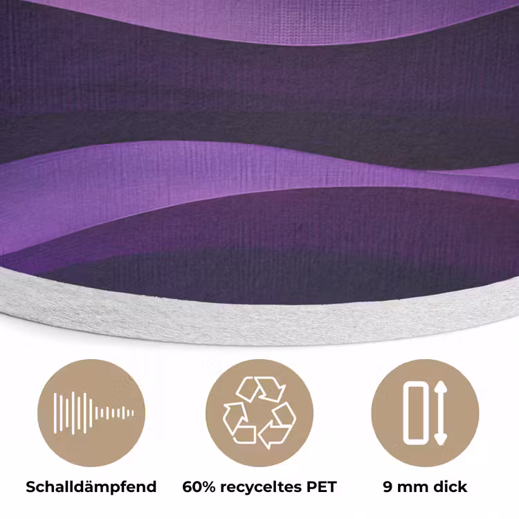 Golven - Abstract - Paars Akoestische PET Vilt - Rond klein -closeup_DE